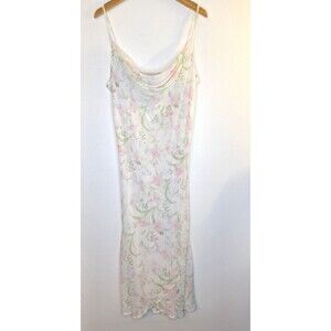 DELICATES Floral Sheer Slip Dress Nightgown Chemise Sz L Fairy Core Romantic Y2K